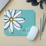 Doodle Drawn Daisy White Pink Monogram Cute Mouse Pad<br><div class="desc">This design was created though digital art. It may be personalized in the area provided or customizing by choosing the click to customize further option and changing the name, initials or words. You may also change the text colour and style or delete the text for an image only design. Contact...</div>