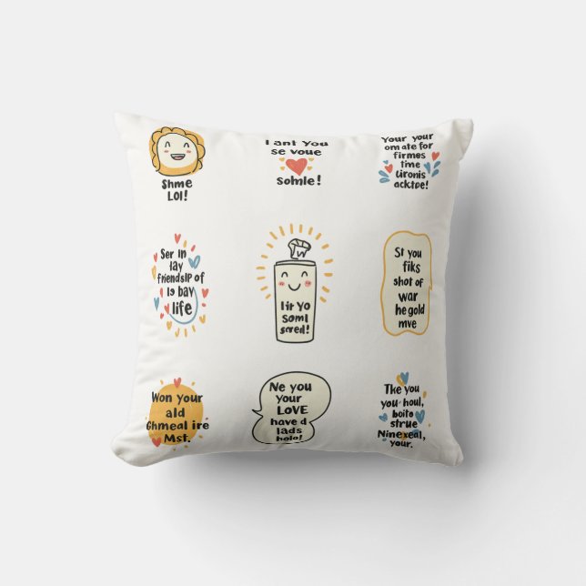 Doodle Dreams: Carry Your Inner Sunshine Throw Pillow (Front)