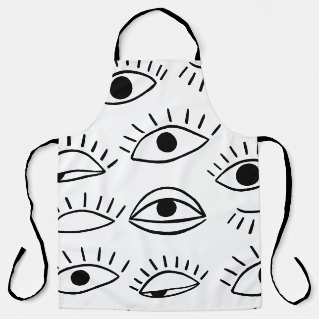 Doodle eye, creative seamless pattern. apron (Front)