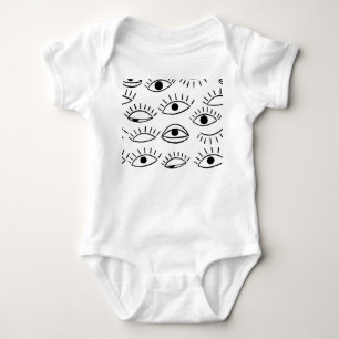 Doodle eye, creative seamless pattern. baby bodysuit
