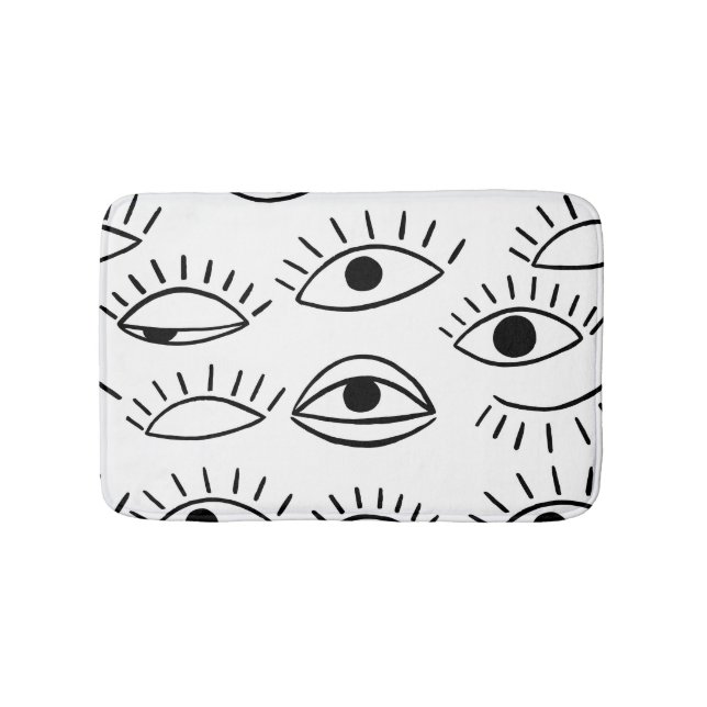 Doodle eye, creative seamless pattern. bath mat (Front)