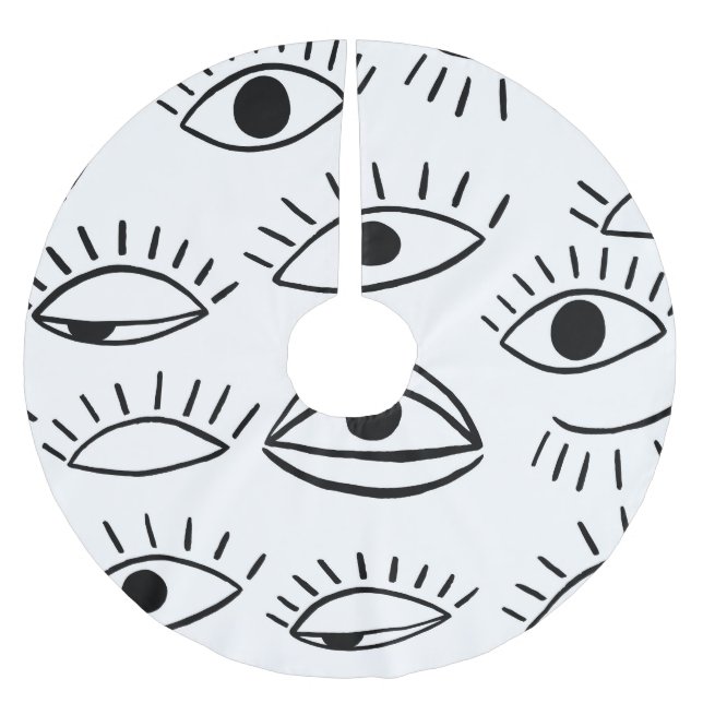 Doodle eye, creative seamless pattern. brushed polyester tree skirt (Front)