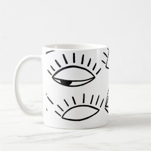 Doodle eye, creative seamless pattern. coffee mug