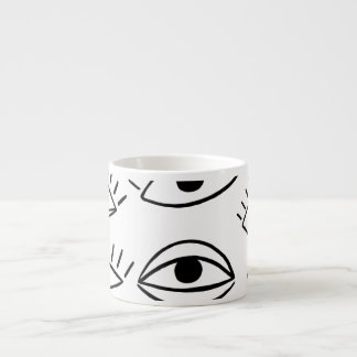 Doodle eye, creative seamless pattern. espresso cup