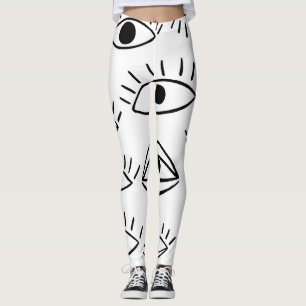 Doodle eye, creative seamless pattern. leggings