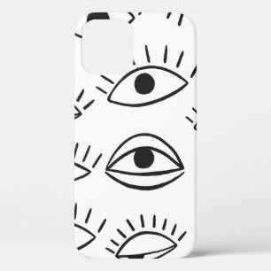 Doodle eye, seamless pattern.  iPhone 12 case