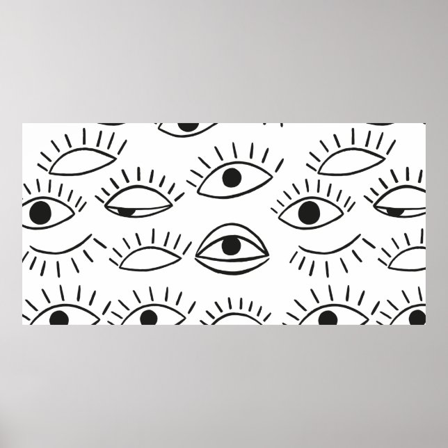 Doodle eye, seamless pattern.  poster (Front)
