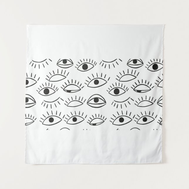 Doodle eye, seamless pattern.  tapestry (Front)