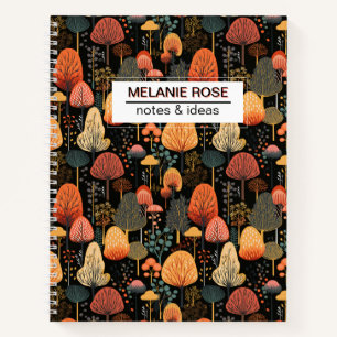 Doodle Fall Forest Pattern Custom Notebook