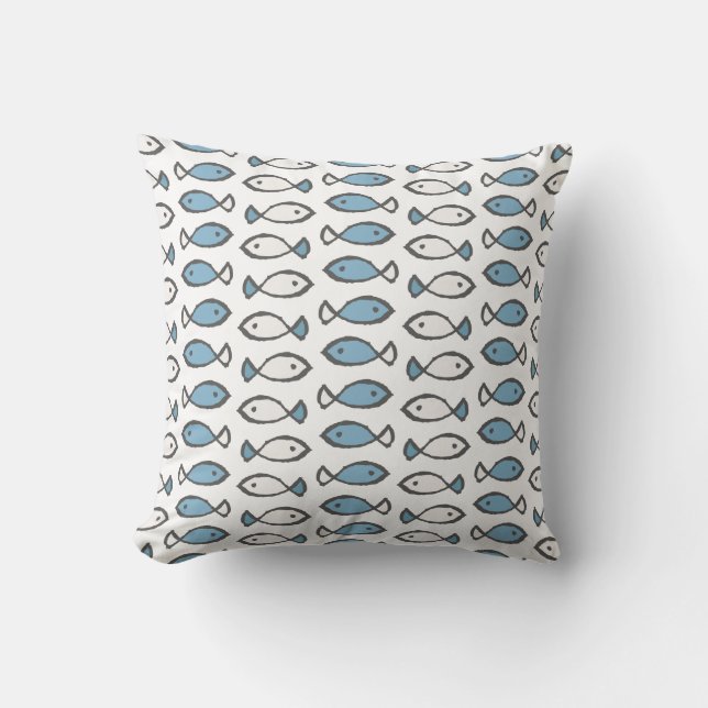 Doodle fish throw pillow (Front)