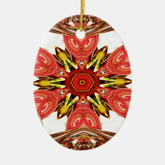 Doodle Floral Art Print Ceramic Ornament (Front)