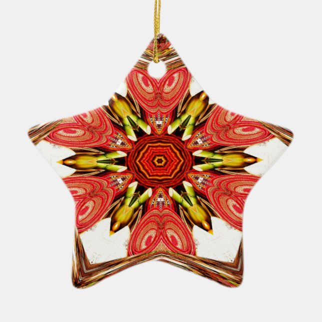 Doodle Floral Art Print Ceramic Ornament (Front)