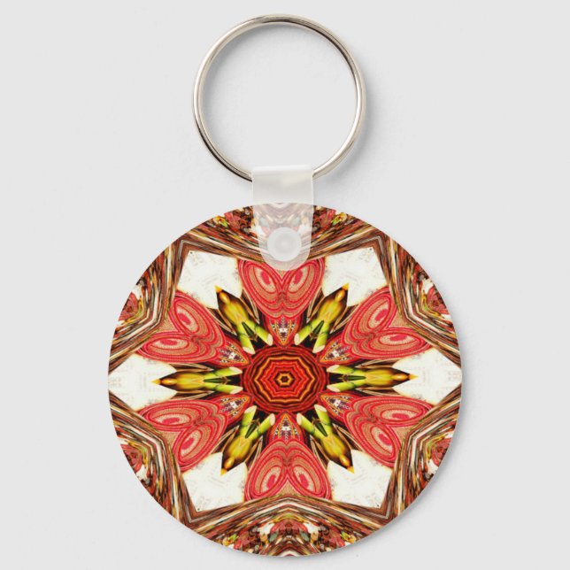 Doodle Floral Art Print Keychain (Front)
