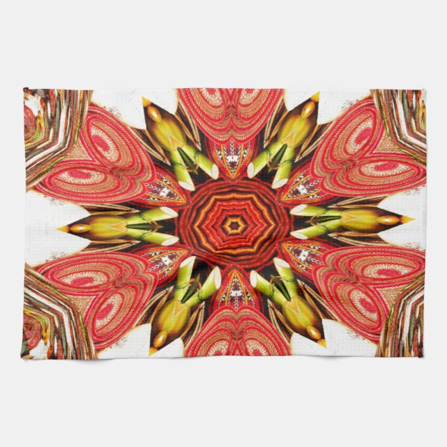Doodle Floral Art Print Kitchen Towel (Horizontal)