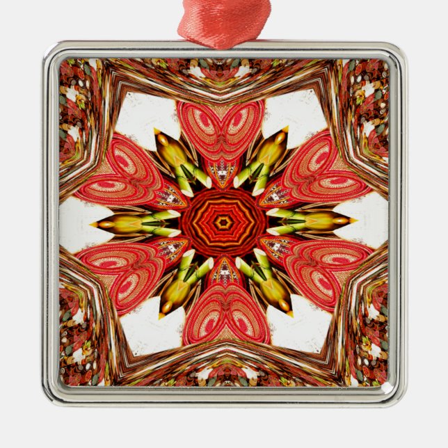 Doodle Floral Art Print Metal Ornament (Front)