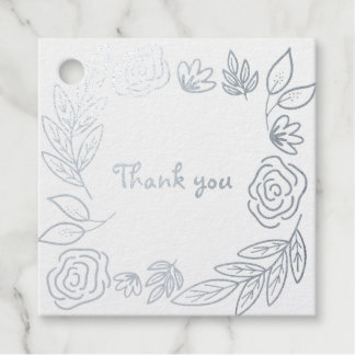 Doodle Floral Merci étiquettes de faveur