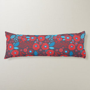 Doodle floral pattern body pillow