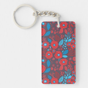 Doodle floral pattern keychain