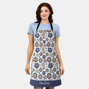 Doodle floral surface pattern personalized name apron