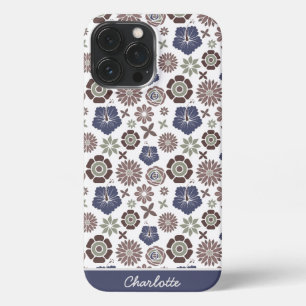 Doodle floral surface pattern personalized name iPhone 13 pro max case