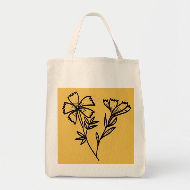 doodle floral tote bag (Front)