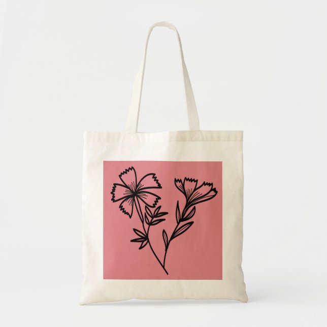 doodle floral tote bag (Front)