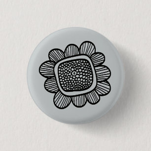 Doodle flower 1 inch round button