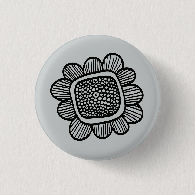 Doodle flower 1 inch round button (Front)