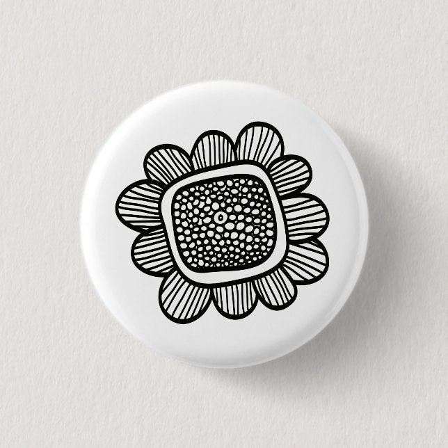 Doodle flower 1 inch round button (Front)