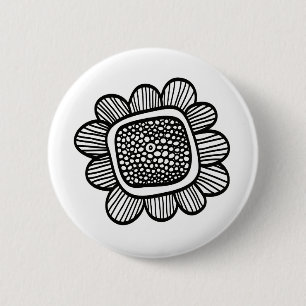 Doodle flower 2 inch round button