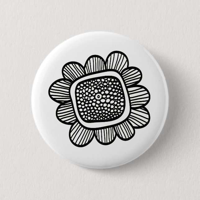Doodle flower 2 inch round button (Front)