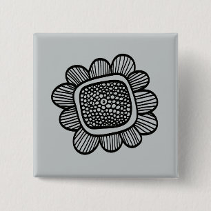 Doodle flower 2 inch square button