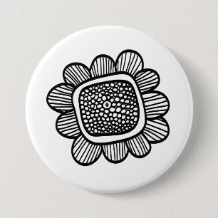 Doodle flower 3 inch round button