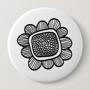 Doodle flower 4 inch round button