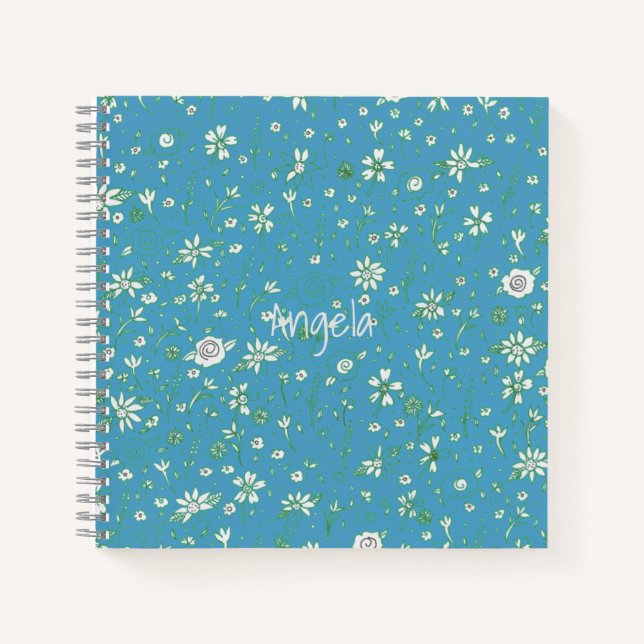 Doodle Flower L/Blue Carnet personnalisable (Devant)
