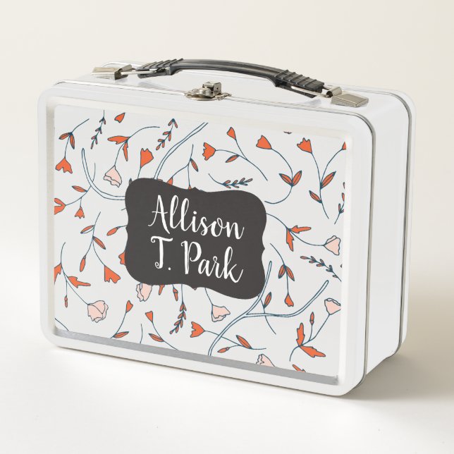 Doodle Flower - Personalized Tin Lunch Box (Front)