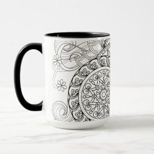 Doodle Flowers And Mandalas Mug