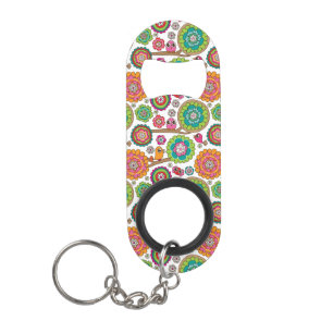 doodle flowers background pattern mini bottle opener