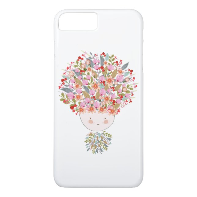 Doodle flowers beautiful girl face Case-Mate iPhone case (Back)