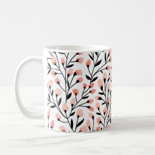 Doodle Flowers: Coral Floral Seamless. Coffee Mug