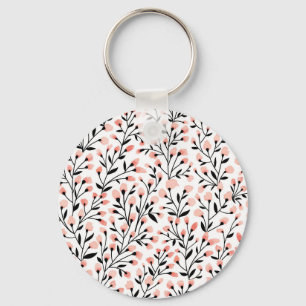 Doodle Flowers: Coral Floral Seamless. Keychain