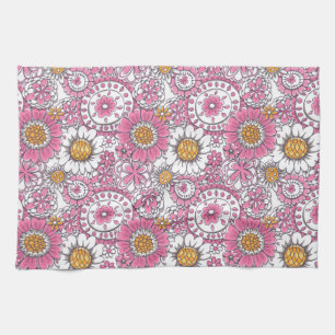 Doodle flowers kitchen towel