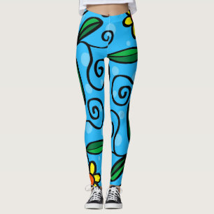 doodle flowers leggings