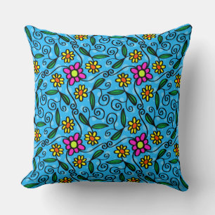 doodle flowers pillow