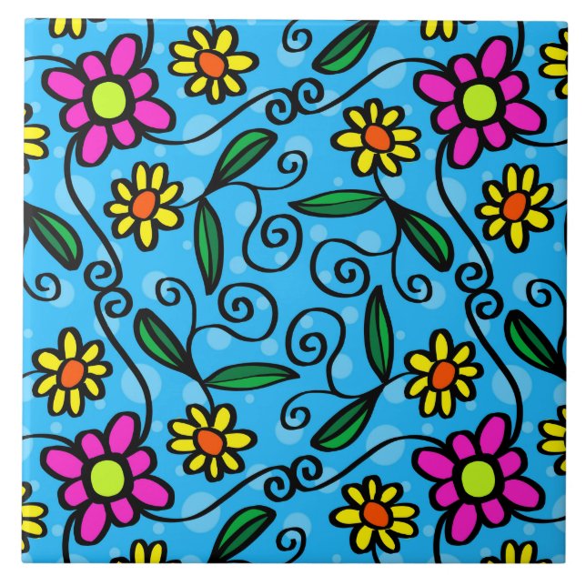 doodle flowers tile (Front)