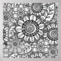 Doodle Folk Art Floral Line Drawing Pattern