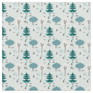 Doodle Forest Pattern Fabric
