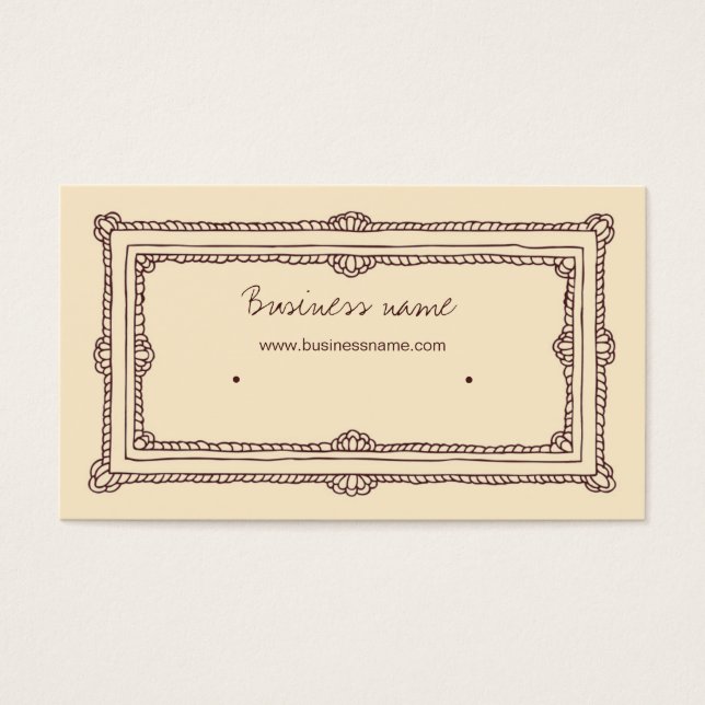 Doodle Frame Brown Cream Beige Earring Holder (Front)