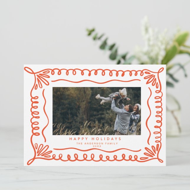 Doodle Frame Holiday Photo Card (Standing Front)