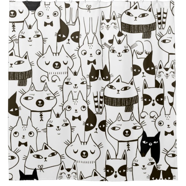 Doodle funny cats seamless pattern.  (Front)